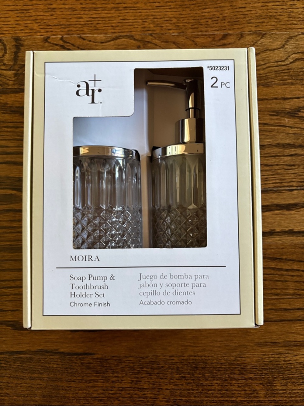 New! Moira Soap Pump & Toothbrush Holder - Glass with Chrome
